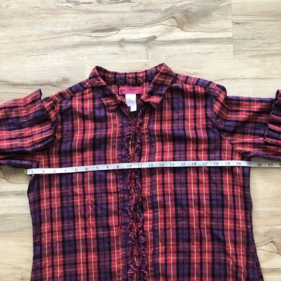 Betsey Johnson Red and Black Plaid Button Down Top - Picture 7 of 7